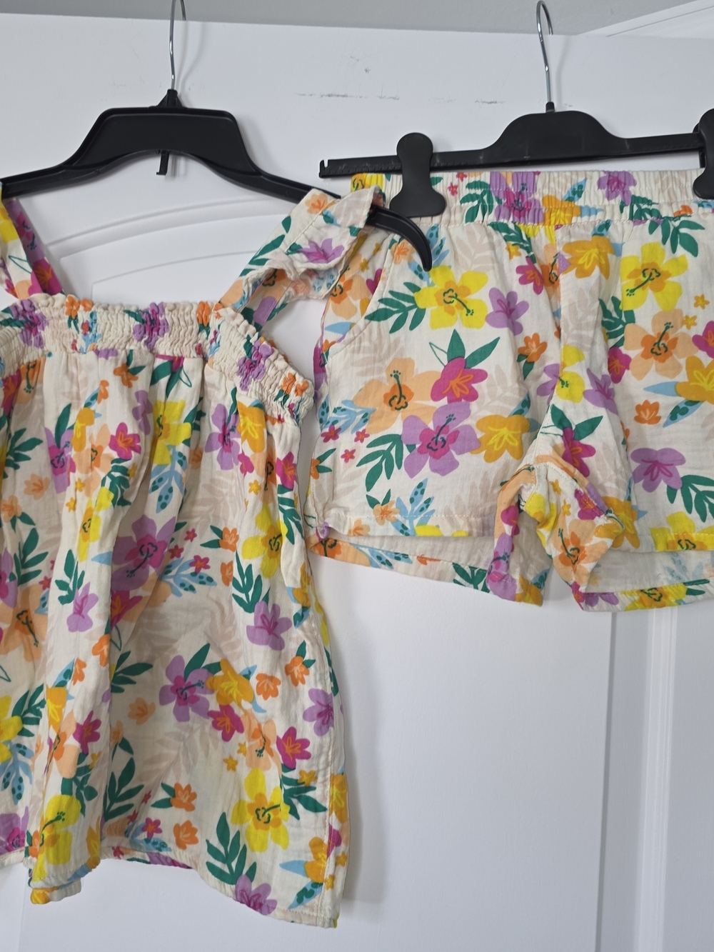 Cat & Jack Floral Off-Shoulder Two-Piece Set - Yellow, Orange, Green, Pink